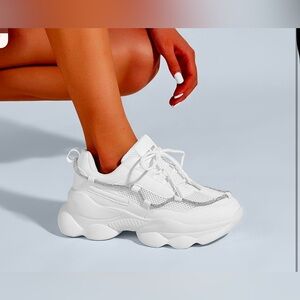 Lucky Step Chunky Sparkly Bling Rhinestone Rope Platform Casual Shoes